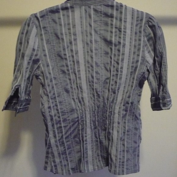 Vintage Y2K Costa Blanca Half Sleeve Striped Cotton Dress Shirt - Picture 3 of 10